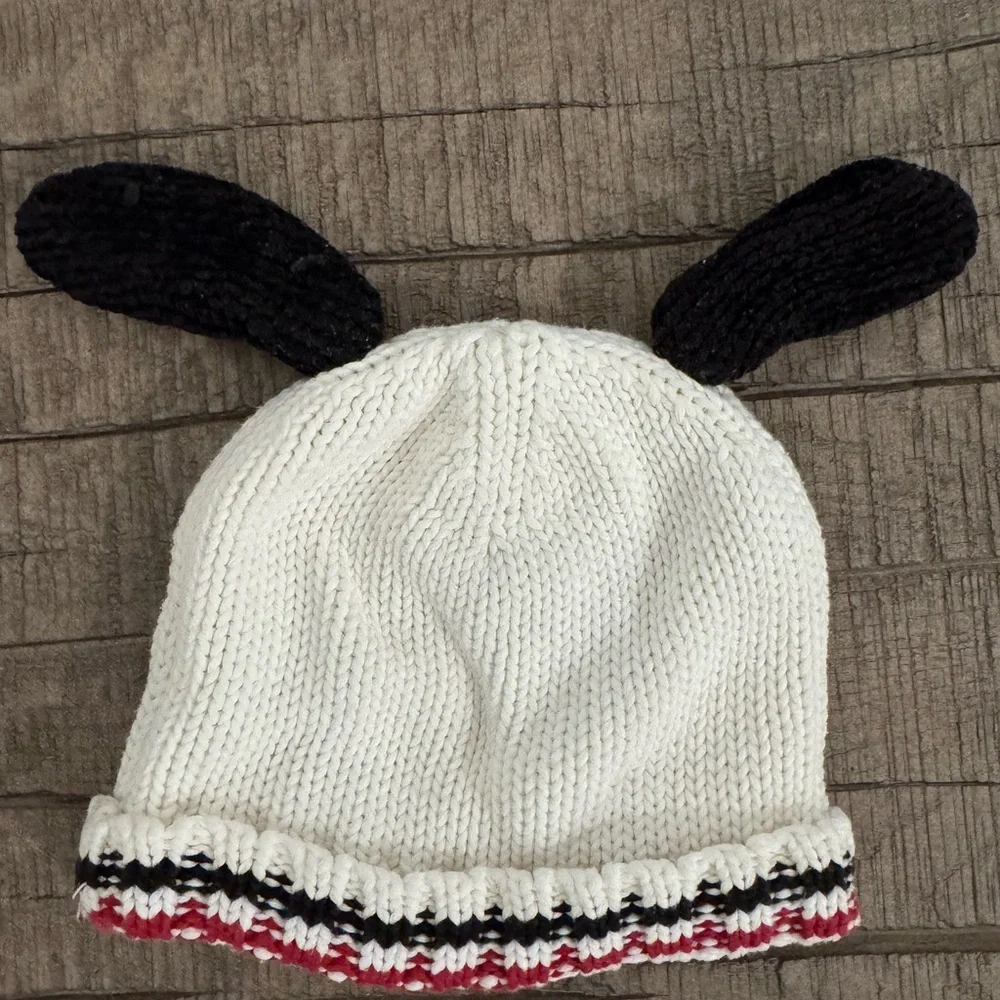 Koala Kids White and Black Puppy Knit Hat Size 0-9 months